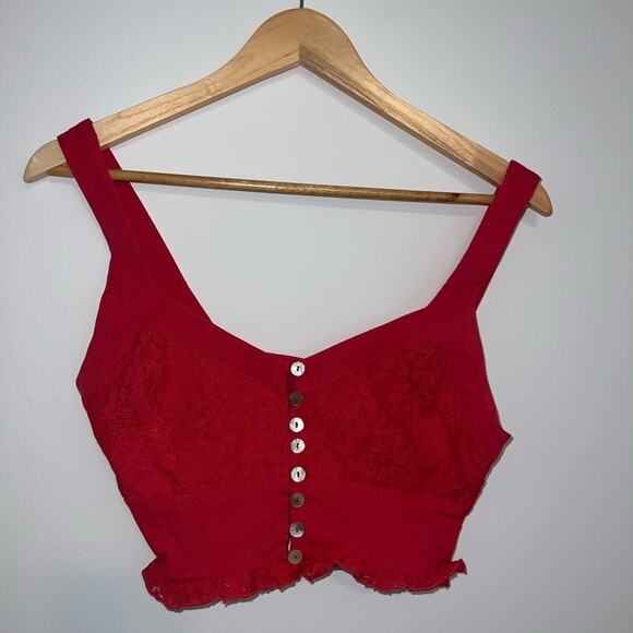 Free People Here I Go Lace Brami Red XS - Picture 4 of 7